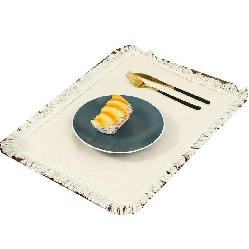 الشمال نمط بلون شرابة المفارش طاولة طعام بسيطة مقاومة للحرارة عدم الانزلاق الجدول حصيرة ديكور المنزل الطرف مفرش المائدة #4