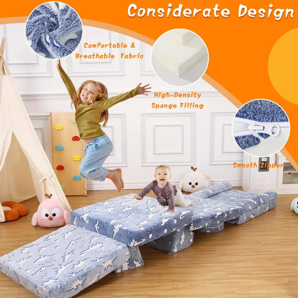 Kids Play Couch Glow In The Dark Toddler Convertible Modular Sofa for Nursery Playroom Children's Sofas Living Room