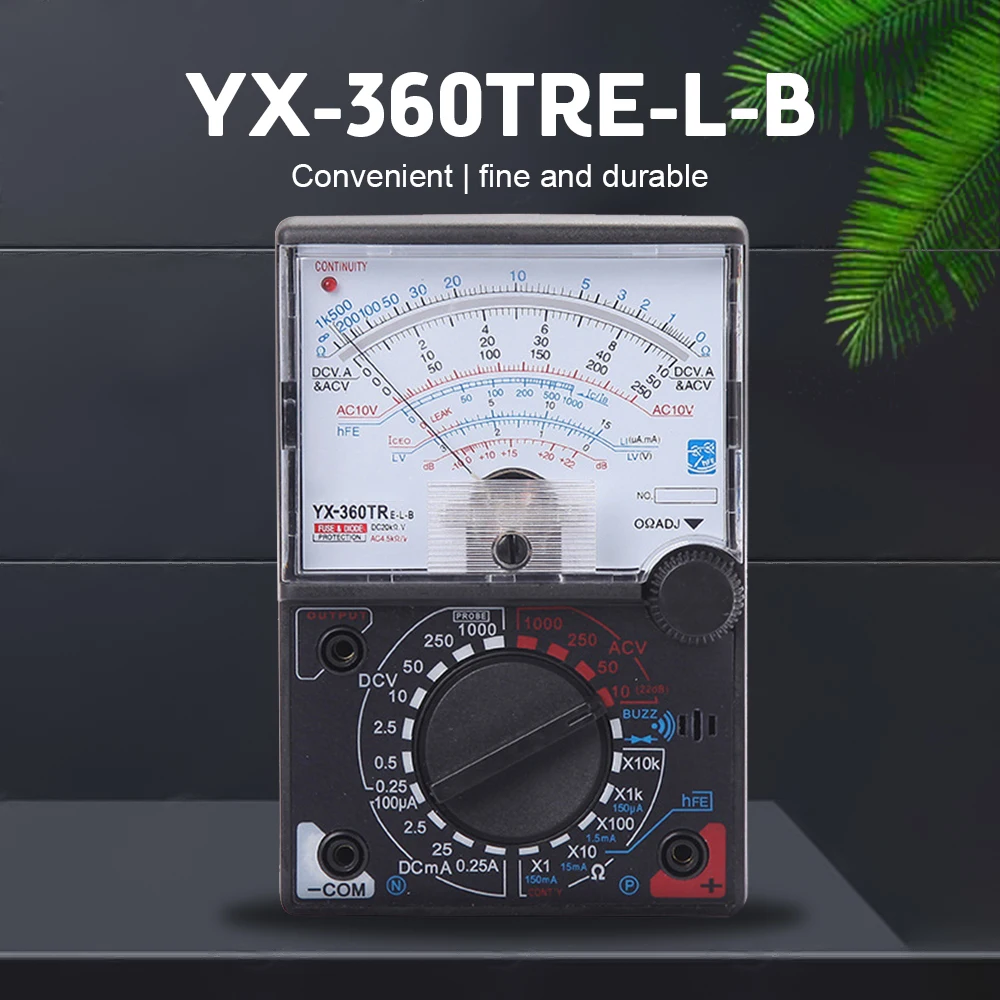 YX-360TRE-L-B Pointer Multimeters AC DC Measure ICEO HFE with Tester Pen Indicator Light Beeping Ammeter Voltmeter Resistance