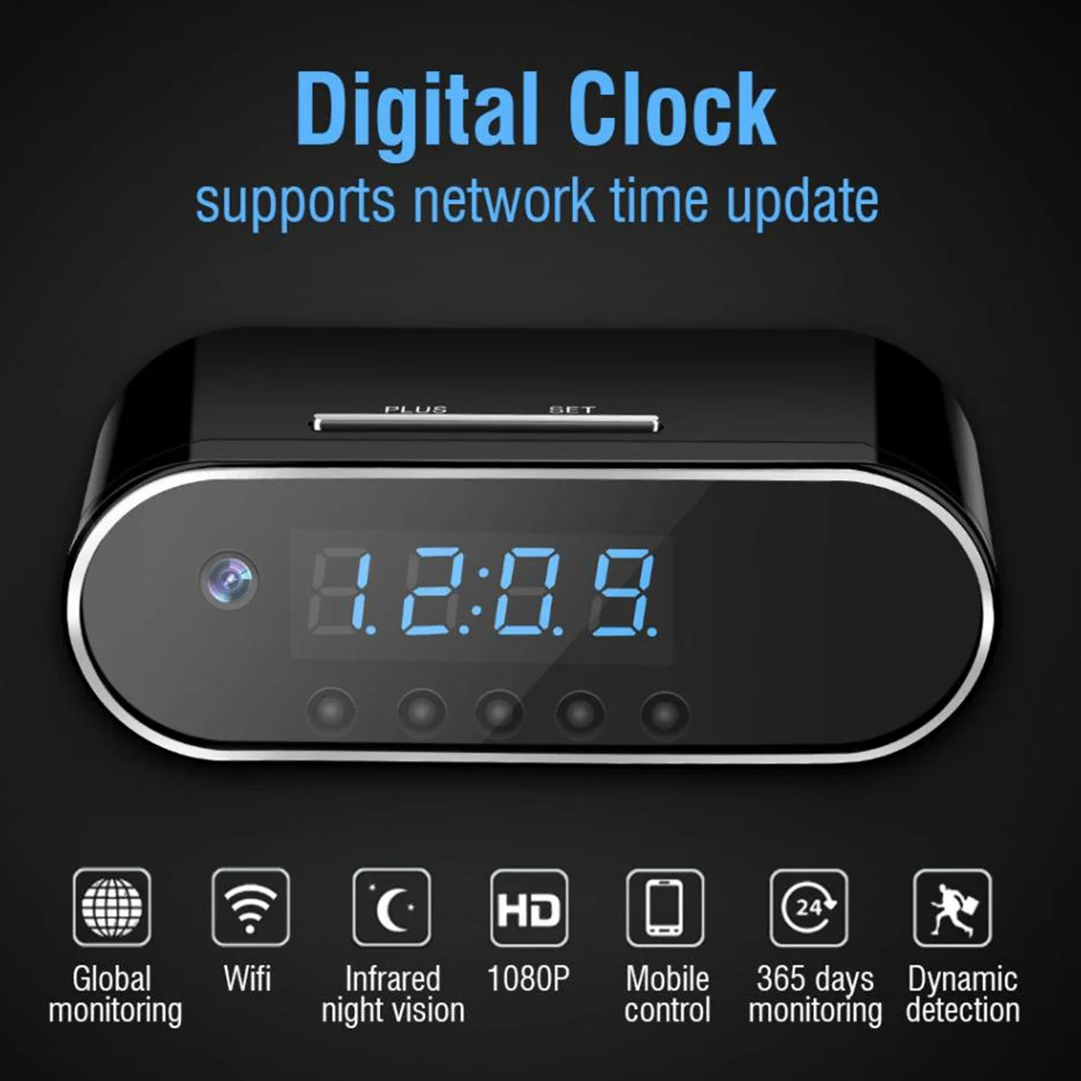 1080P HD ساعة كاميرا لاسلكية واي فاي IP/AP التحكم أخفى الأشعة تحت الحمراء للرؤية الليلية إنذار كاميرا فيديو ساعة رقمية كاميرا فيديو صغيرة DV DVR