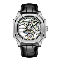 AESOP Natural Diamond Tourbillon Mechanical Skeleton Top Luxury Wrist Watch Men Stainless Steel Waterproof Clock Man Sapphire