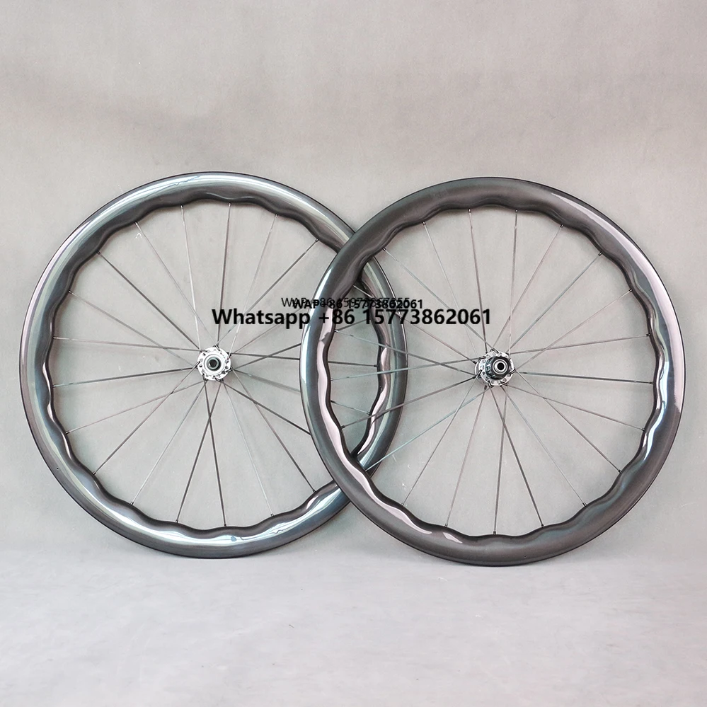 

Full Carbon Road Disc Carbon Wheels Bike Wave Rims Wheelset Bicycle Carbon Fiber Spokes Ceramic Bearing Titanium Hub 50*28mm
