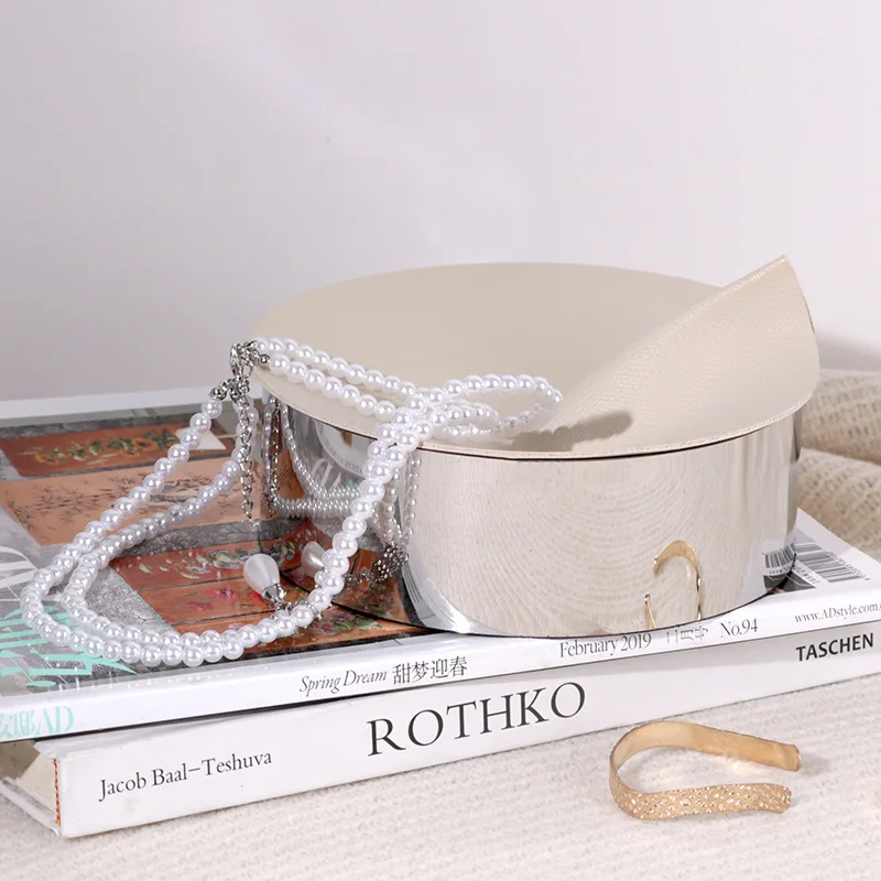 

Metal Jewelry Box Luxury Leather Storage Boxes Necklaces Earrings Bracelets Display Case Showcases Organizer Jewellery Supplies