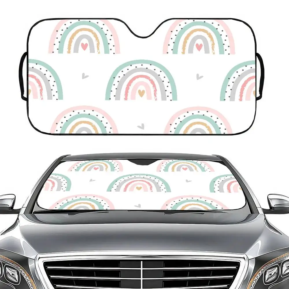 

Cartoon Rainbow Print Car Windshield Sunshade - Max UV Block, Cool Vehicle, Fits Most Sedans/SUVs