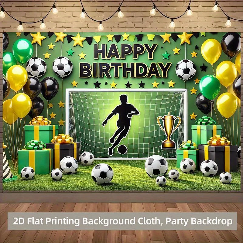 2D-Flachdruck-Hintergrundbanner 1 Stück, Hintergrundtuch für Fußball-Geburtstagsparty-Dekoration, multifunktionales Fotografie-Hintergrundtuch – Detail 2
