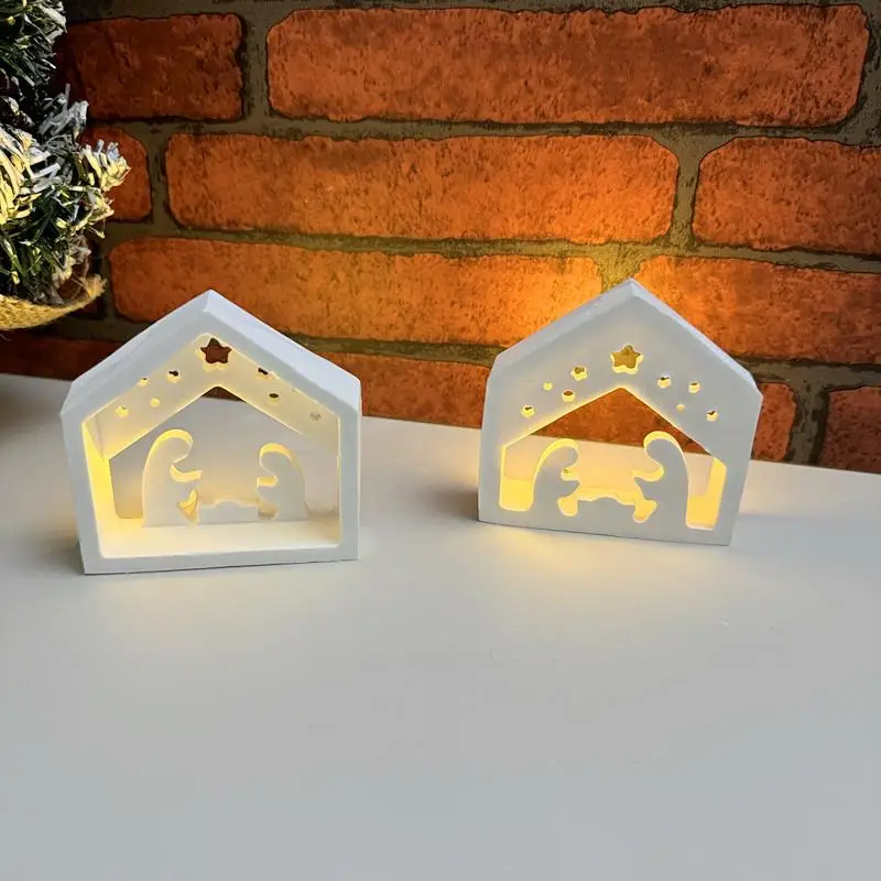 Haus Jesus Gebet Kerzenhalter Einsatz Silikon Form DIY Religiöse Desktop Dekoration Harz Form Weihnachten Handwerk Geburtstag Geschenk