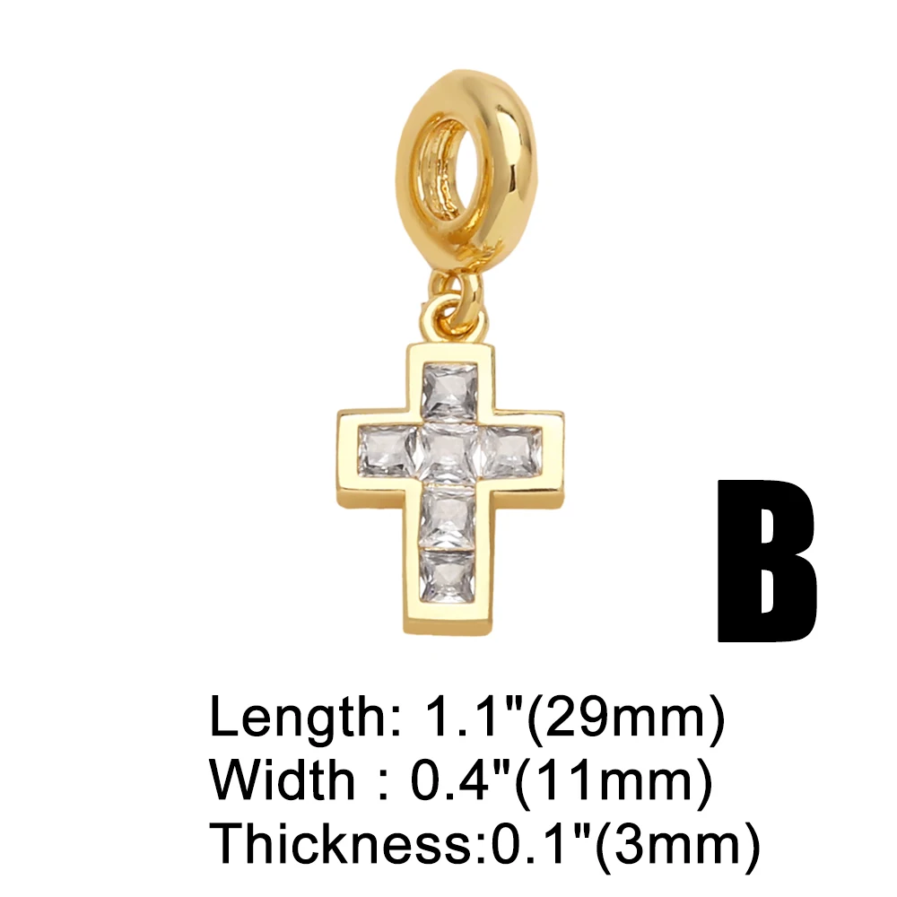 OCESRIO Fashion White Crystal Cross Pendant for Necklaces Copper Gold Plated CZ Virgin Mary Jewelry Making Component pdtb485