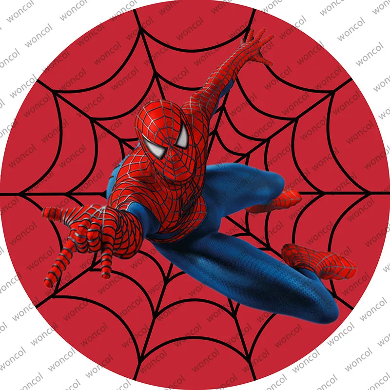 Superhero Spiderman Round Cover Backdrop Boy Birthday Photo Backdrop Disney Theme Round Cylinder Cover Backdrop Photo Prop