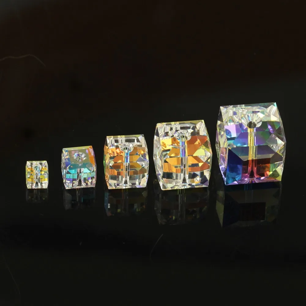 50pcs/ Bag AB Colorful White Crystal Square Beads Square Separable Beads DIY Bracelet, Necklace, Jewelry Making Accessories