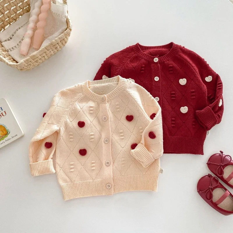 Girls\'fashionable warm Knitted sweater 0-5 Y Baby Girls\' Princess Cardigan Children\'s Autumn Long Sleeve Sweater Coat