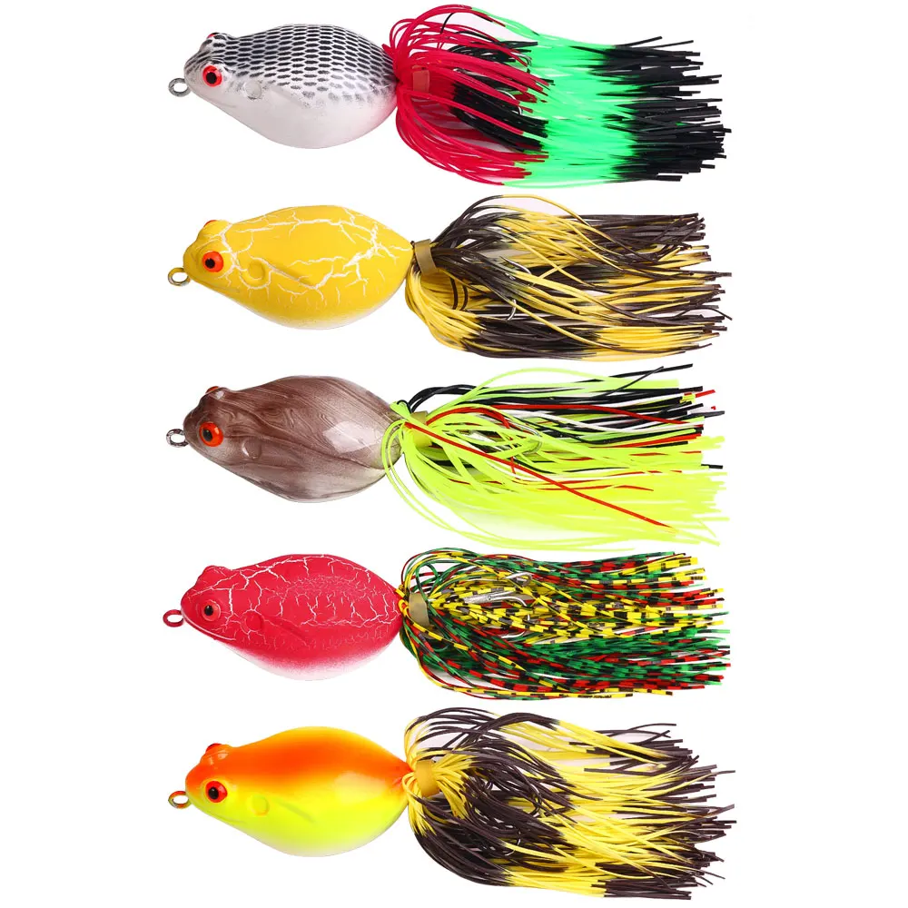 Realistischer Weicher Froschköder, Unkrautfreier Angelköder, Topwater Ray Frog mit Silikonrock, Künstlicher Crankbait für Schlangenkopffische