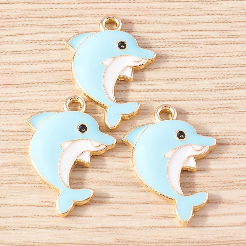 10pcs Cute Blue Color Enamel Animal Bird Penguin Cat Flower Charms Pendants for Jewelry Making DIY Earrings Necklaces Craft Gift