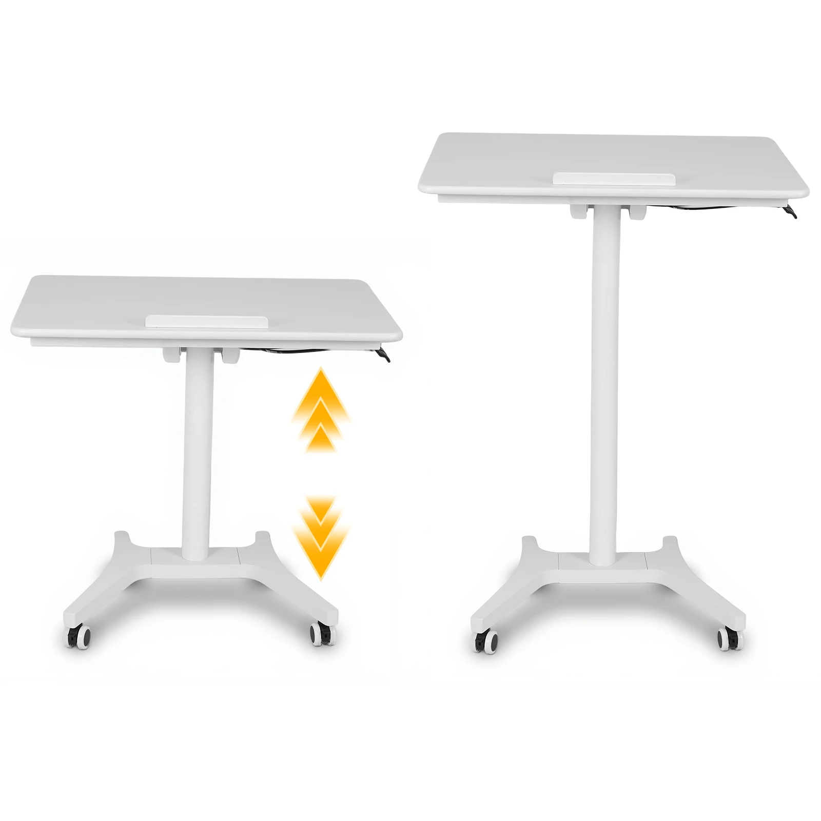 

Pneumatic Laptop Standing Desk Height Adjustable Rolling Laptop Desk Folding 90 Degree Tiltable for Home Office Classroom