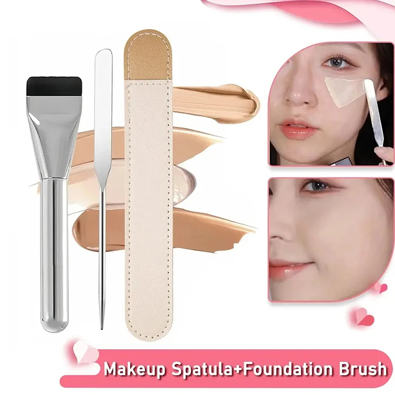 1 Stuk Roestvrijstalen Make-Up Spatel Mixing Stick Foundation Borstel Set Oogschaduw Crème Pigment Menggereedschap Gezicht Contour Borstel Tool