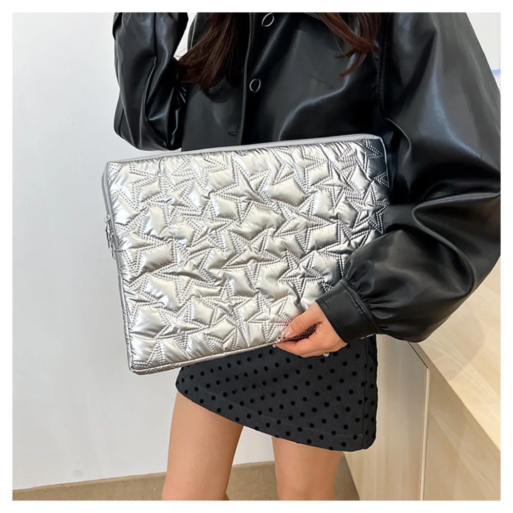New Solid Color Laptop Case Pleats Design Star-Shaped Laptop Sleeve Shockproof Protective Tablet Protective Pouch School