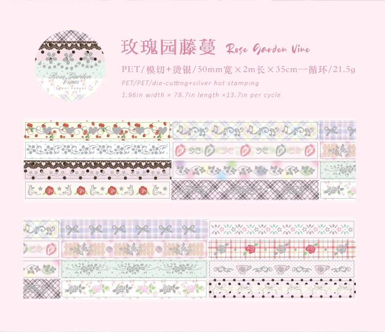 50mm X 2m PET Niedliches Stanzband für DIY Scrapbooking Planer Tagebuch Ästhetisches Masking Tape Schreibwaren Bürobedarf – Detail 8