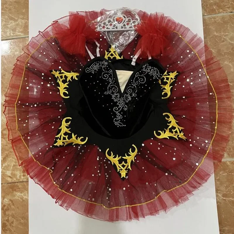 Ballerina Adult Ballet Tutu Professional Women Red Black Swan Pancake Tutu Skirt Dress Kids Girl Dance Costume Child Ballet Wear