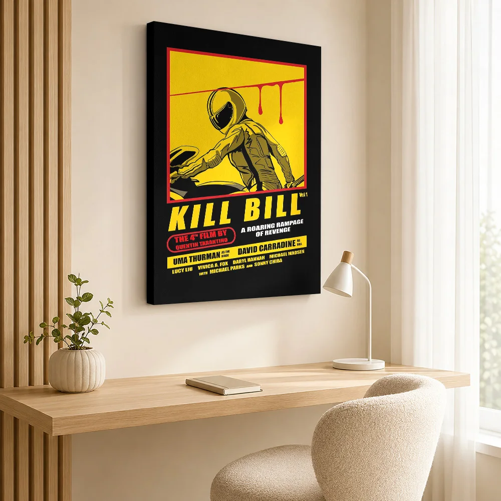 Kill Bill Vol. 1 Movie Framed Canvas Poster Personalized Vintage Movie Wall Paintings Decoration for Living Room Ready to Hang