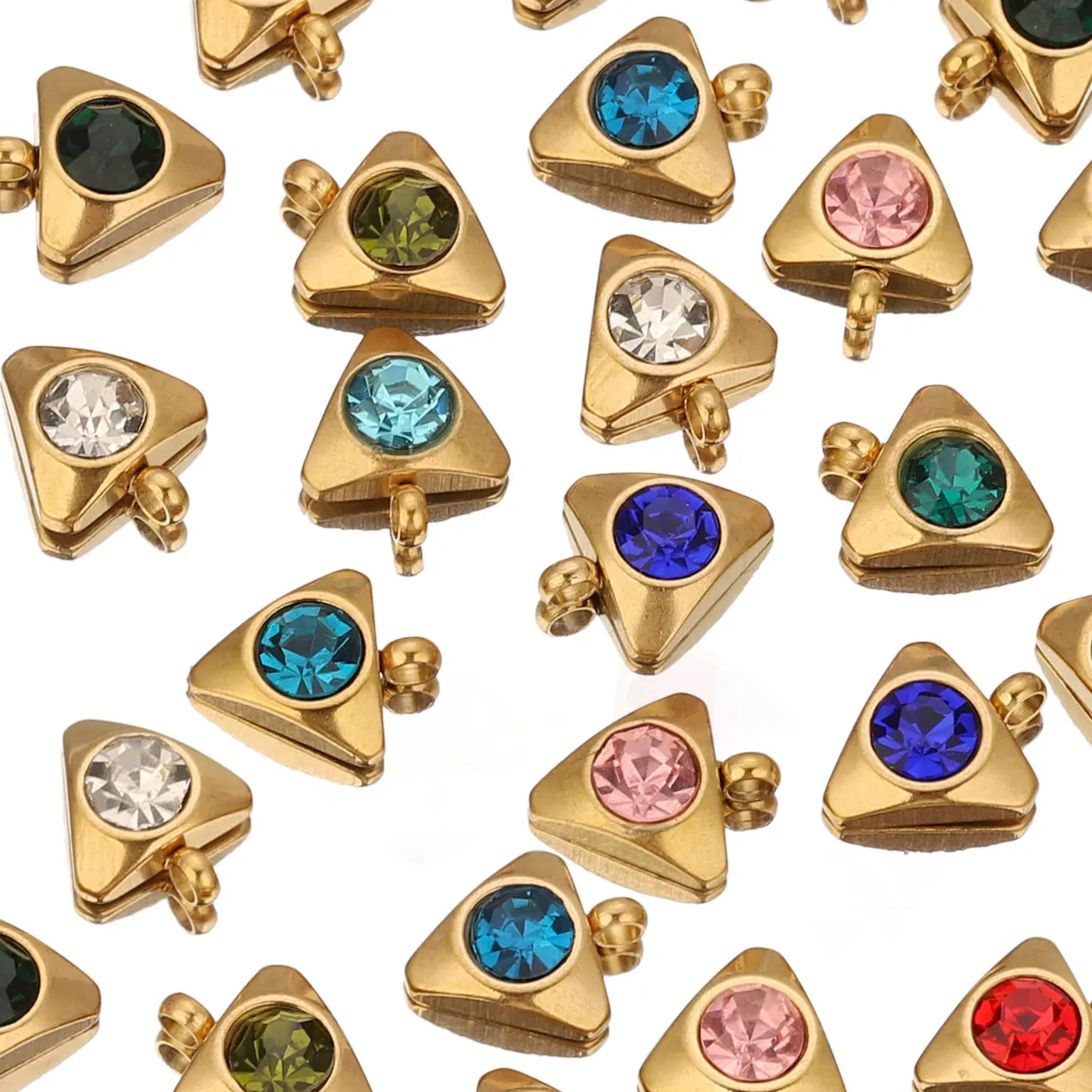 20 قطعة مثلث من الفولاذ المقاوم للصدأ دلايات صغيرة قلادة كريستال حجر الراين سحر DIY بها بنفسك أقراط سوار لوازم المجوهرات الحرف اليدوية