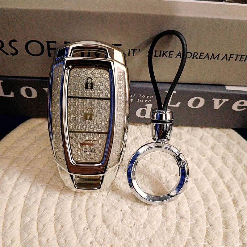 الماس الأبيض بولي يوريثان لشركة هيونداي كونا 2017 I30 Ix35 سولاريس أزيرا إلنترا غرانديور IG الذكية عن بعد حافظة مفاتيح السيارة حامل فوب #5