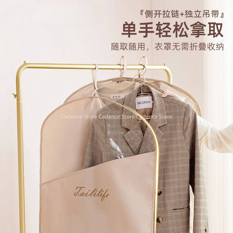 

Down Jacket Compressed Dust Cover Wardrobe Clothes Dust Bag Household Visible Transparent Window Hanging Clothes Bag with Zipper