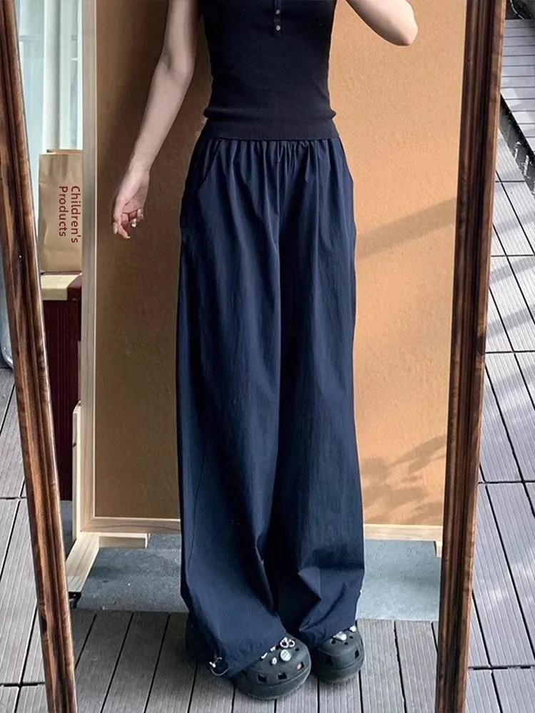 

Summer Thin Straight Leg Wide Leg Pants Men's Sle Casual Soft ell Knife Angle Cut Trousers Cool Feeling Regular Thic...