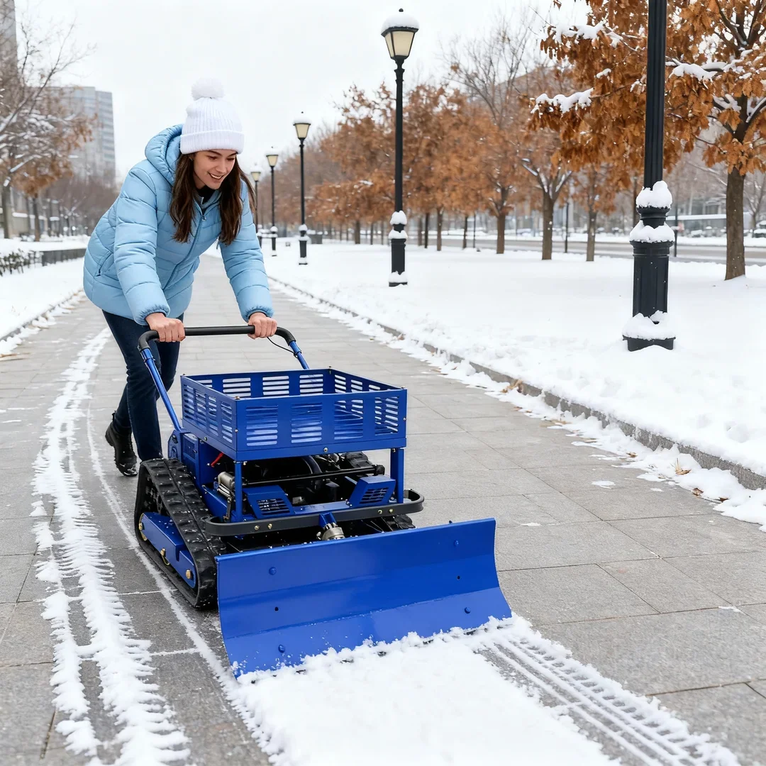 

Инновационная газонокосилка с прямой продажи с фабрики 2025 года — гусеничный гусеничный механизм с дистанционным управлением и снежным толкателем для пейзажей