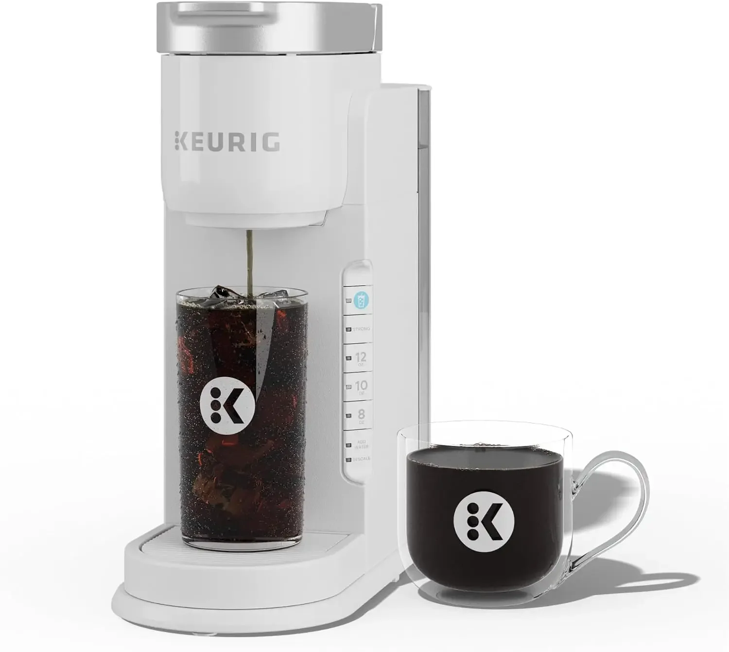 K-Iced Coffee Maker, Single Serve K-Cup Pod Iced Coffee Maker, With Hot and Cold Coffee Capabilities, Brews Any K-Cup Pod, White