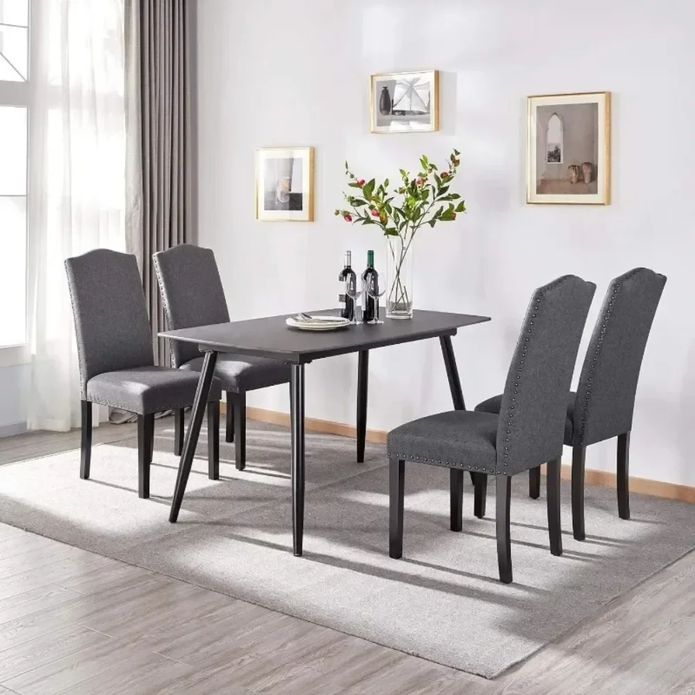 Dining Chairs with Rubber Wood Legs and Non-Woven Fabric Armless Chairs for Kitchen Living Room Hotel Wedding