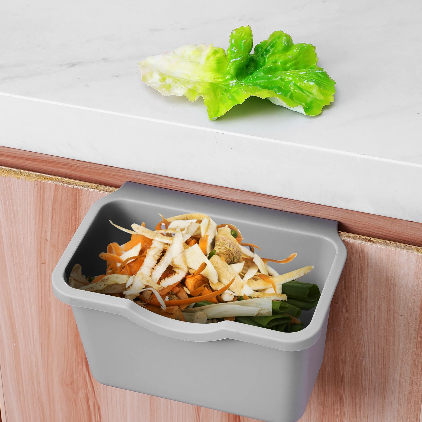 

Cabinet Trash Can Kitchen Waste Bin Compact Design Hanging Garbage Container for Countertop Small Compost Bucket Organizer