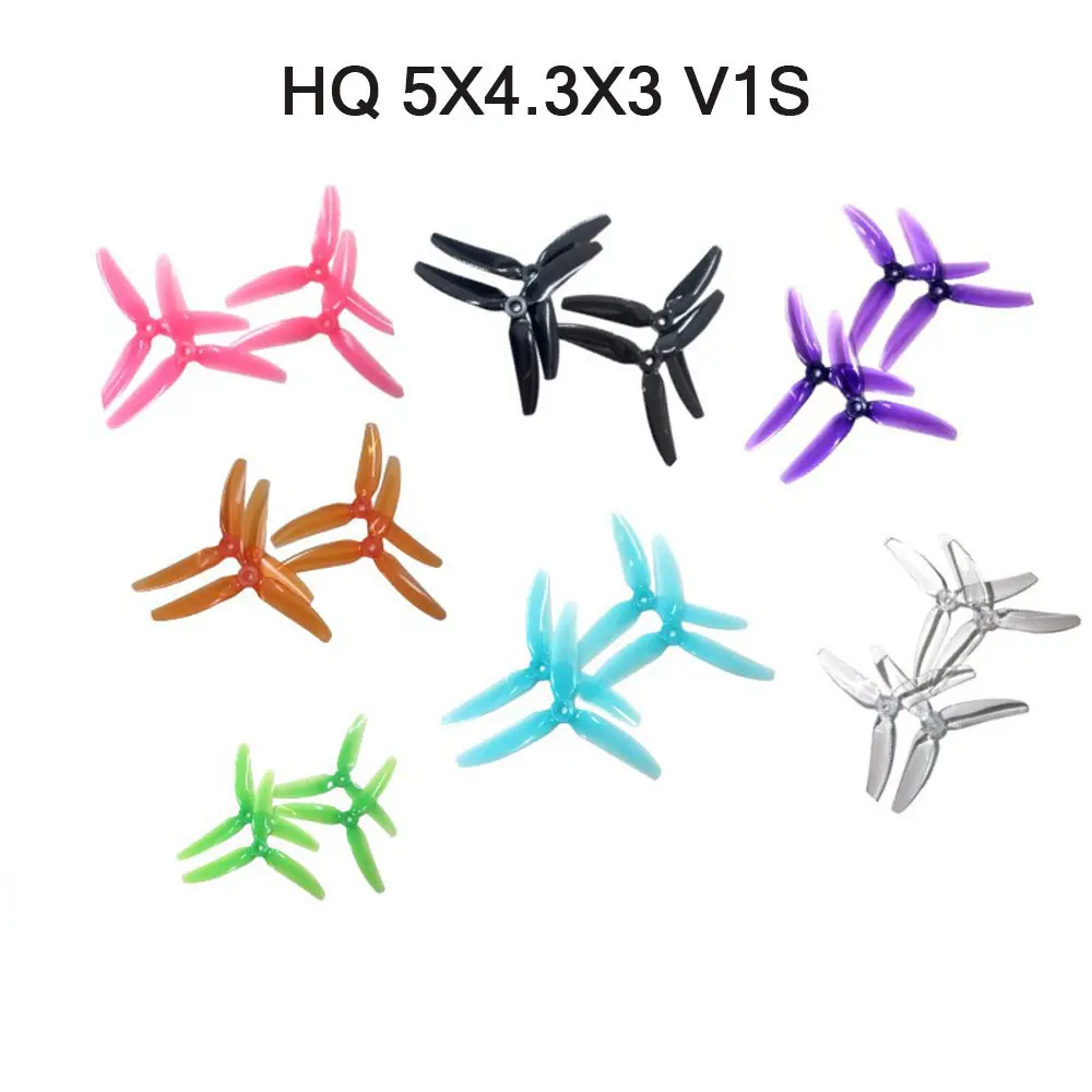 2 Pairs HQProp HQ5X4.3X3 V1S 5-inch FPV Racing Drone Propeller 3-Blade Prop 2 Pairs Per Bag