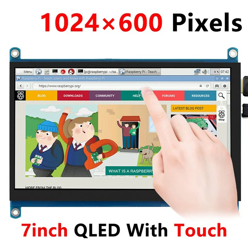 New!!For Raspberry Pi 7Inch QLED Quantum Dot Display, Capacitive Touch, 1024X600, Various Systems Support