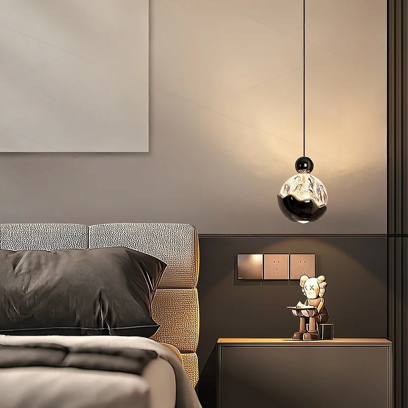 

Italian light luxury bedroom bedside small chandelier modern simplicity high sense snow mountain art can lift entrance