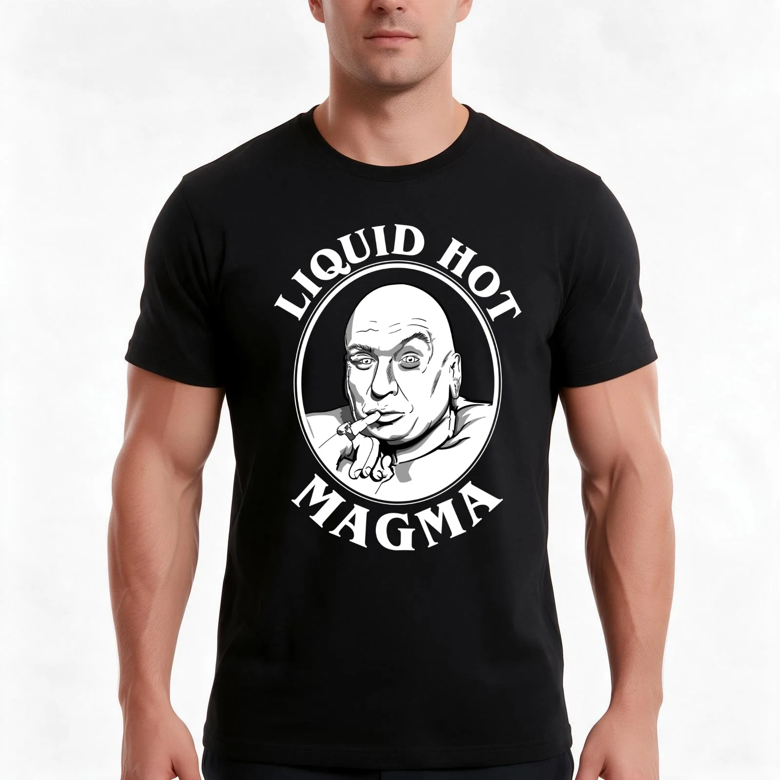 Dr Evil's Liquid Hot Magma Quote T-Shirt, Summer Casual Cotton Tee, Oversized Streetwear Tops, Vintage Graphic Print