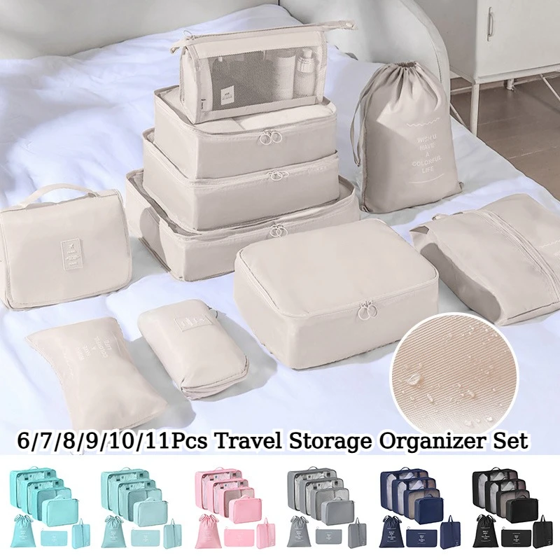 6/7/9/11Pcs Travel Organizer Storage Bags Clothes Luggage Travel Storage Bag Clothes Blanket Shoe Suitcase Pouch Packing Cubes