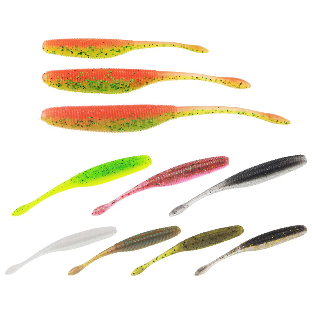 Soft Swimbait Shad Stick Worm Fishing Lure Bait Artificial Straight Tail Salted Jig Bass Pike Tackle