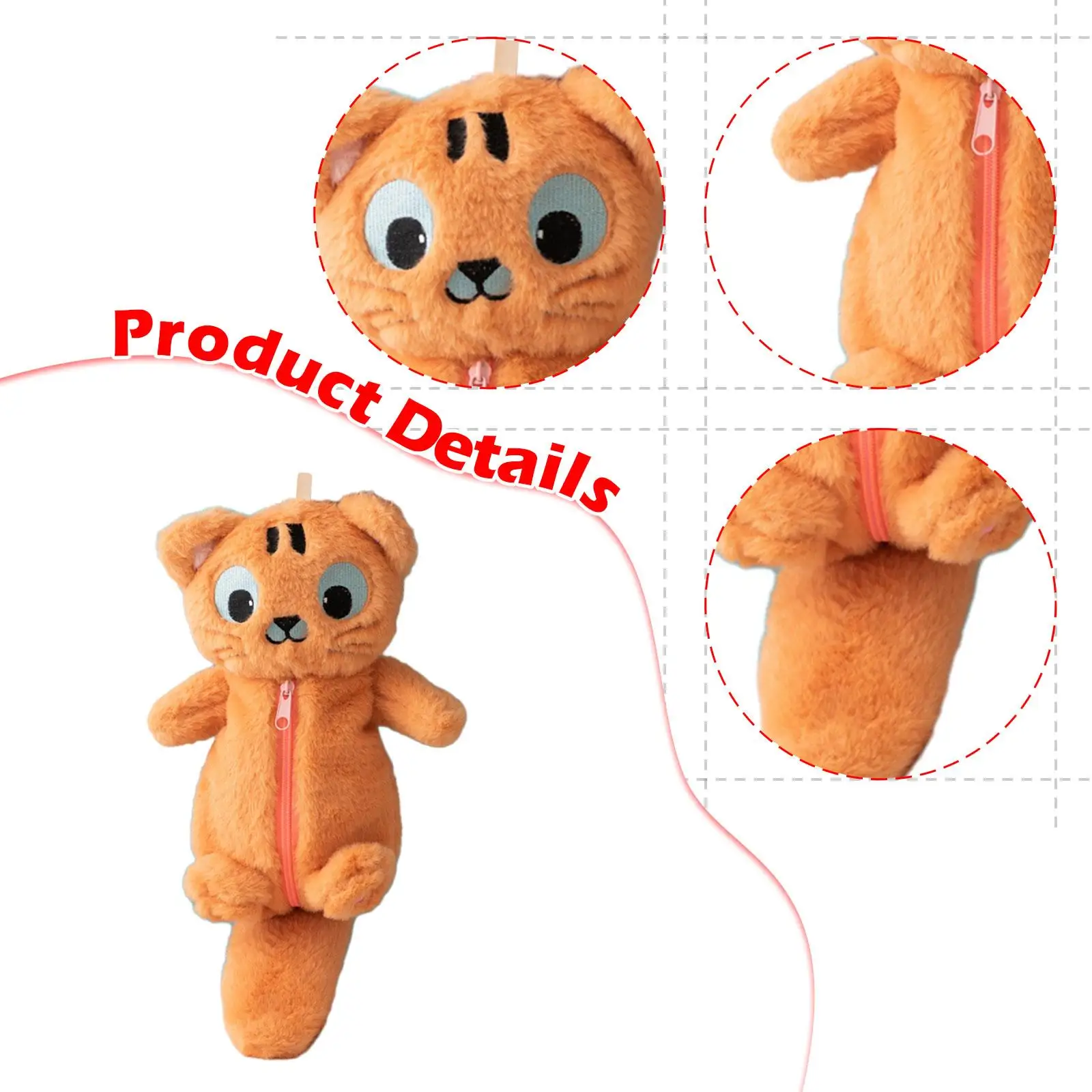 حقيبة أقلام رصاص على شكل حيوان من القطيفة، حقيبة مستحضرات تجميل مبتكرة متعددة الأغراض #5