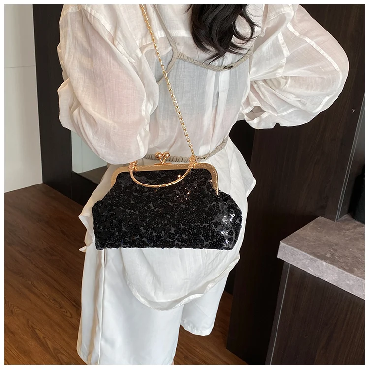 Bolso de mano con lentejuelas brillantes para mujer, estilo celebridad, para noche, con bolsillo para móvil y pintalabios, vi...