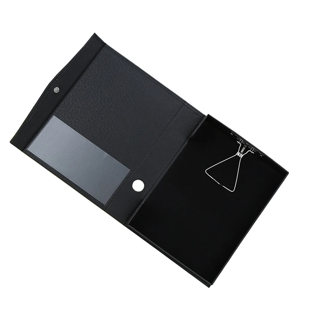A4 PU File Clipboard Black Practical Paper Document Holder Writing Memo Folder Office School Portable Storage Box