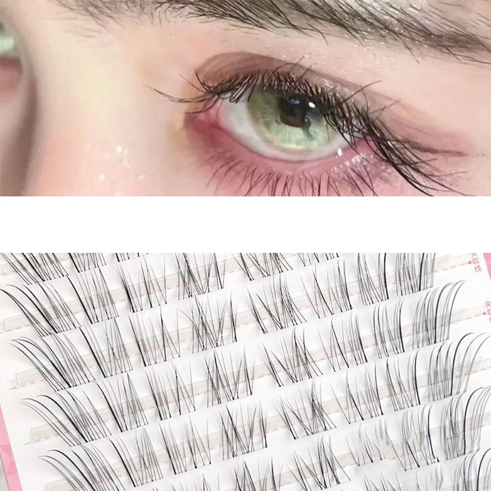 10 rangées de grappes de cils individuels de style renard, Extension de cils naturels segmentés, outil de maquillage pour faux-cils volants