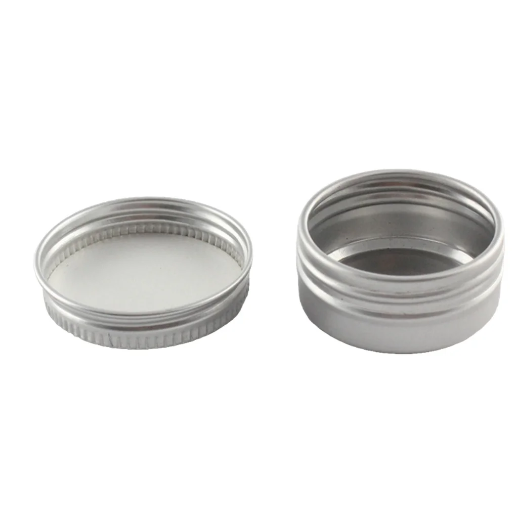 10Pcs 10ml Empty Silver Aluminum Tins Cans Screw Top Round Candle Spice Tins Cans with Screw Lid Containers Storage Box