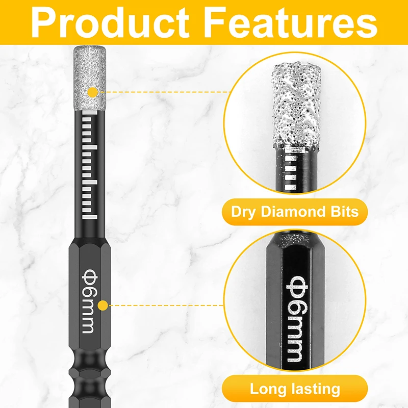 10/7/5/2 個六角シャンクろう付けドリルビット 6 ミリメートルドリルツールセットガラス/タイルとコンクリートダイヤモンドドリルビットセットツール