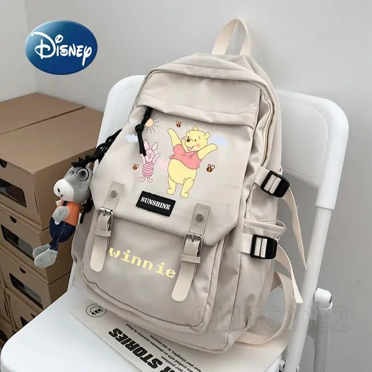 Imagem -02 - Disney Winnie The Pooh Nova Mochila de Luxo Marca de Moda Masculina e Feminina Mochila de Grande Capacidade dos Desenhos Animados Bonito Bolsa de Estudante