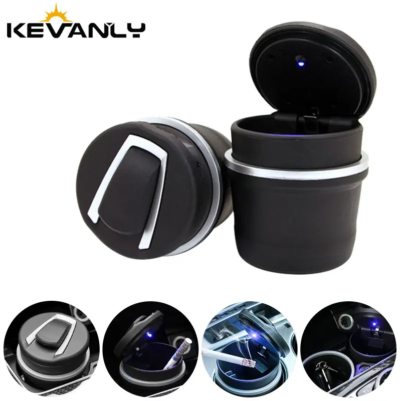 

1pcs Portable LED Smoke Car Ashtray Cigarette Ash Holder Creative Cup Automatic Light Indicator Ashtray Car Cup Holder Accessory