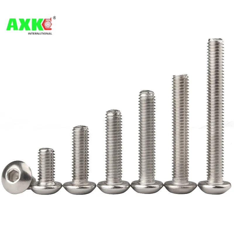 ISO7380 M2 M2.5 M3 M4 M5 M6 M8 304 A2 Round Stainless Steel or Black 10.9 grade Hex Socket Button Head Allen Bolt Screw