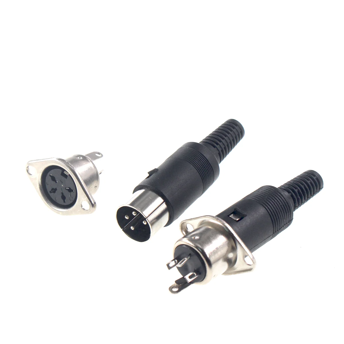 10PCS 5SETS DIN Audio Adapter 3 4 5 6 7 8 Pin DIN Male Plug Plastic Handle  Female Socket Hulled Panel Mount Chassis Connector