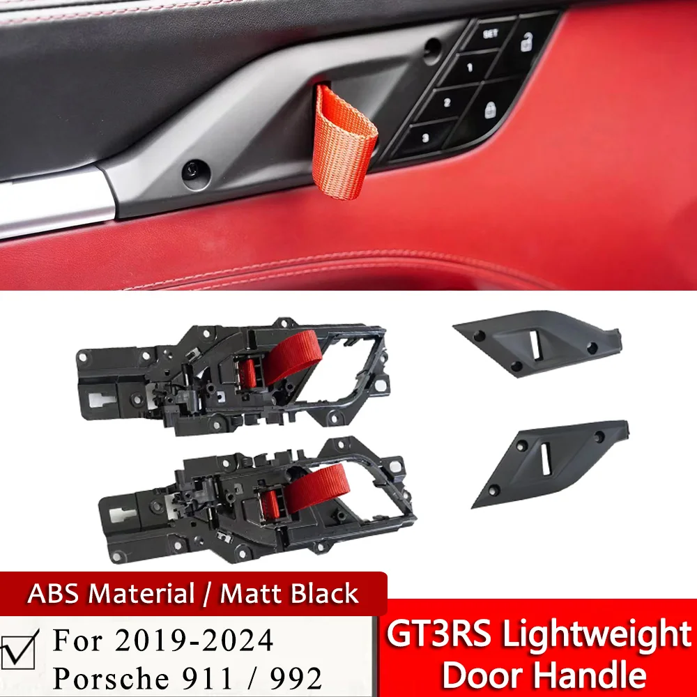 Fit for Porsche Carrera 911 992 modified GT3 lightweight door handle ABS 992 Change to GT3RS red pull strap door handle