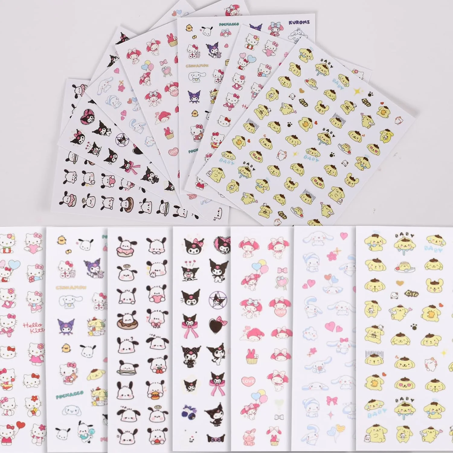 Miniso dessin animé Pom Pom Purin fournitures pour ongles Hello Kitty autocollants pour ongles ma