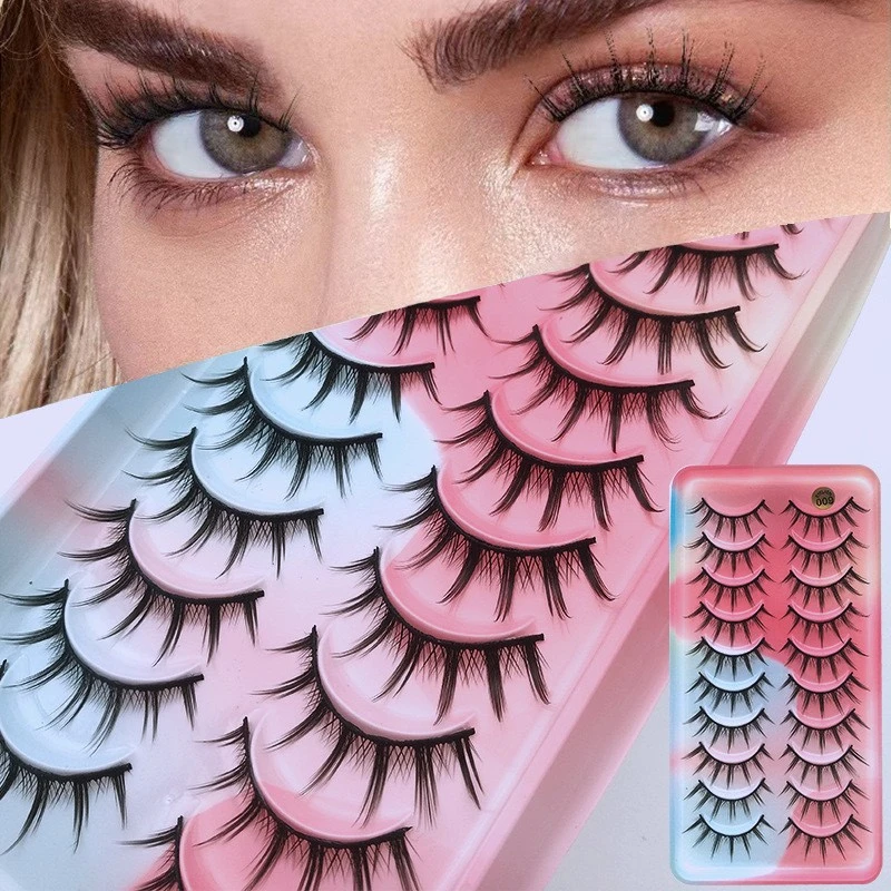 10 ペアの 3D つけまつげ、厚いカール、自然な見た目の合成まつげ、瞬時にボリュームと長さをプラス