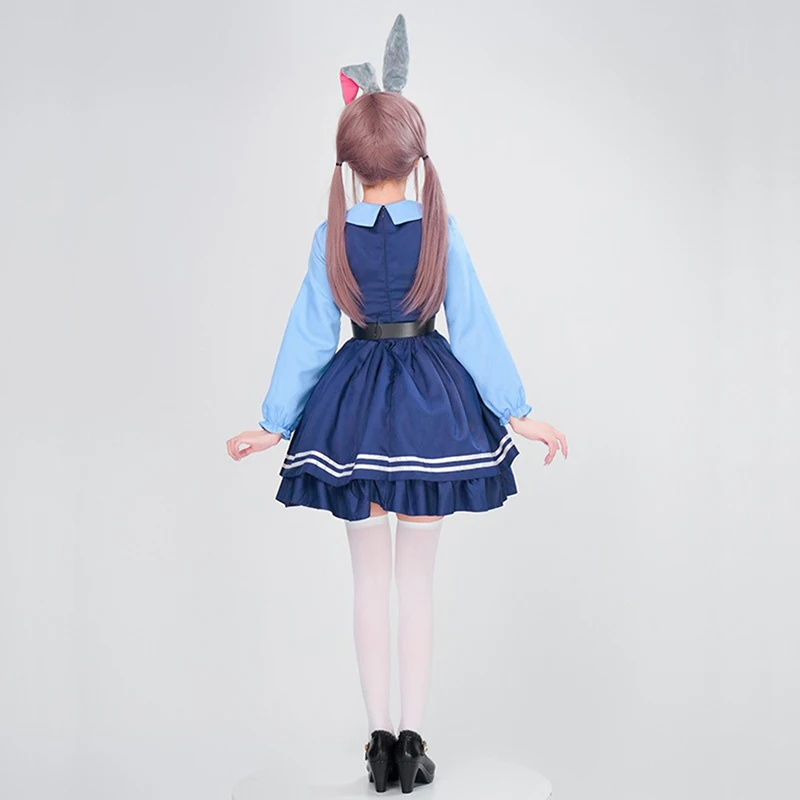 Schattig konijn politievrouw kostuum konijn oor cosplay officier uniform anime meisje lolita meid jurk halloween carnaval feestoutfit